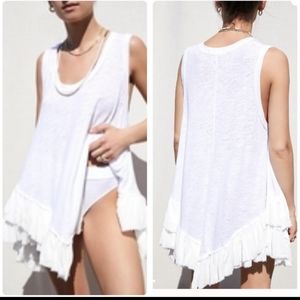 FREE PEOPLE Sasha Shimmy white tank. Size large